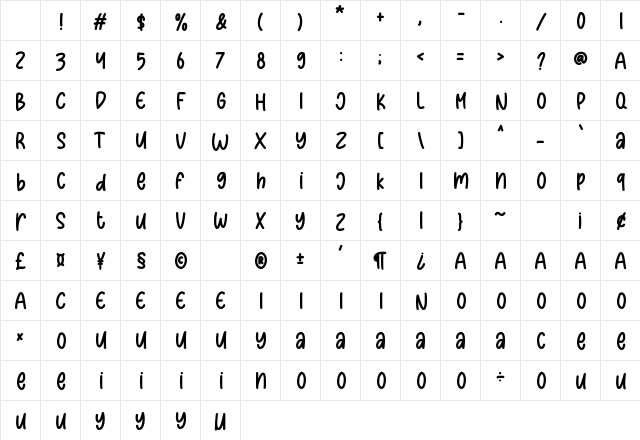 Autumn Leaves Regular Character Map