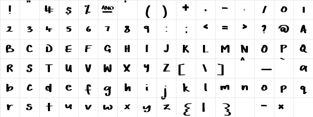 Snowblown Regular Character Map