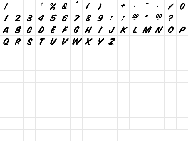 SnyderSpeed Regular Character Map