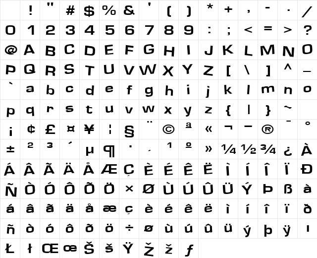 Soda Regular Character Map Soda Regular Character Map