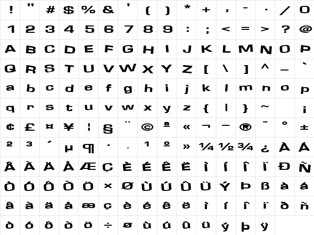 SodaJerk19 Bold Character Map