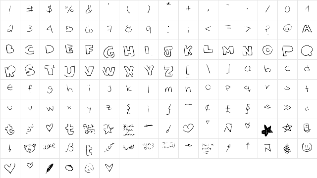 SolsHand Medium Character Map SolsHand Medium Character Map