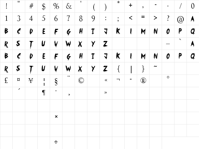 Frankenweenie Regular Character Map