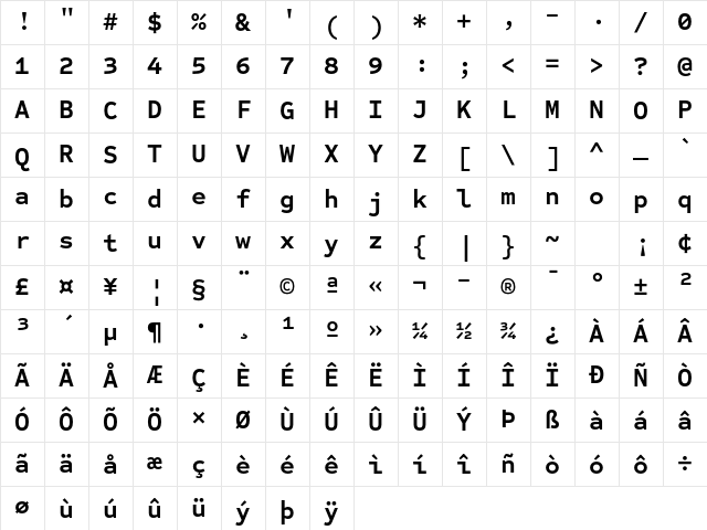 Sometype Mono Bold Character Map Sometype Mono Bold Character Map