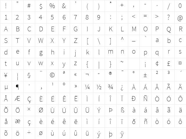 Source Sans Pro ExtraLight Regular Character Map Source Sans Pro ExtraLight Regular Character Map