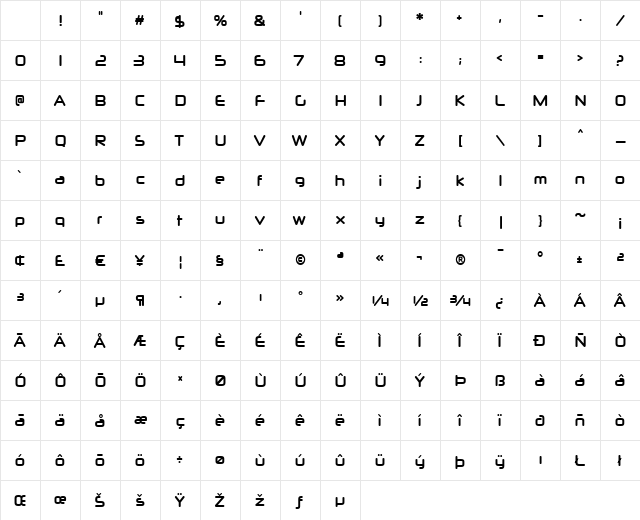 Neuropol X Cnd Bold Character Map Neuropol X Cnd Bold Character Map