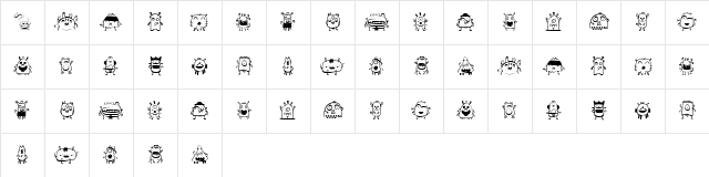 space dude Regular Character Map