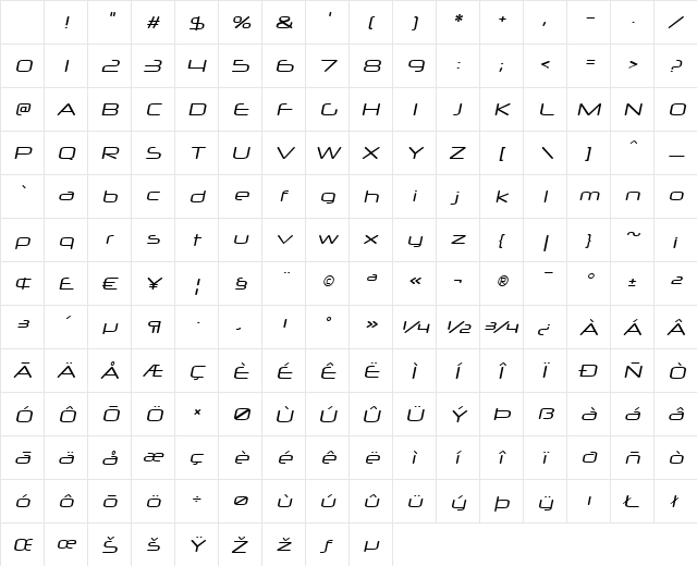 Neuropol X Xp Italic Character Map