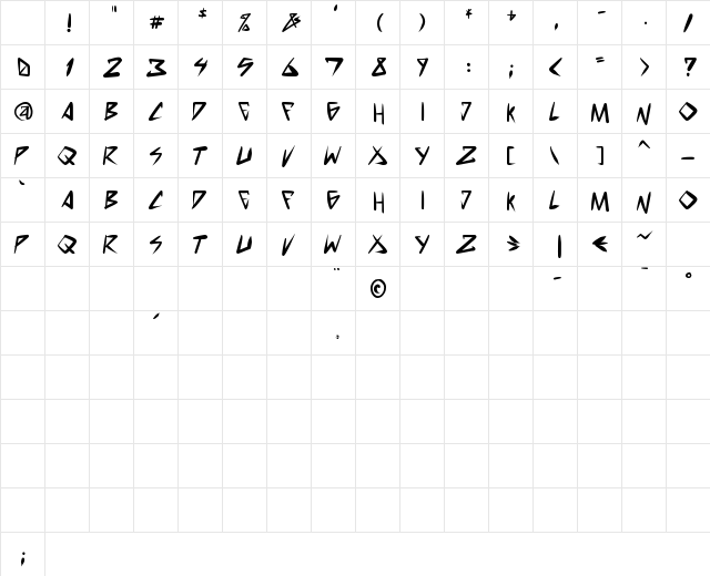 space punk Bold Character Map space punk Bold Character Map