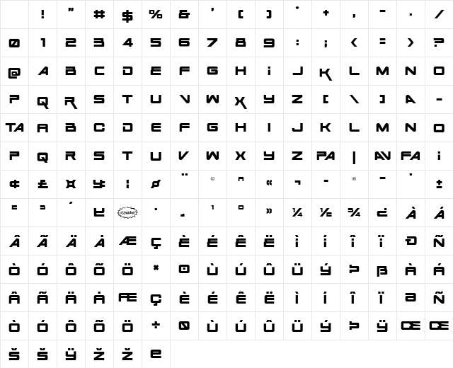 Space Ranger Regular Character Map Space Ranger Regular Character Map