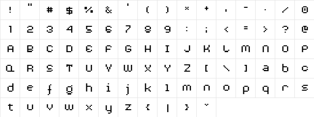 AuX DotBitC Xtra Regular Character Map