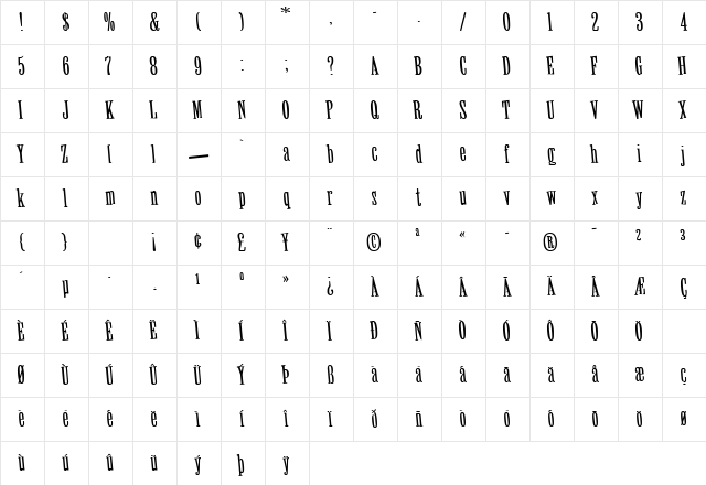 Spare Regular Character Map