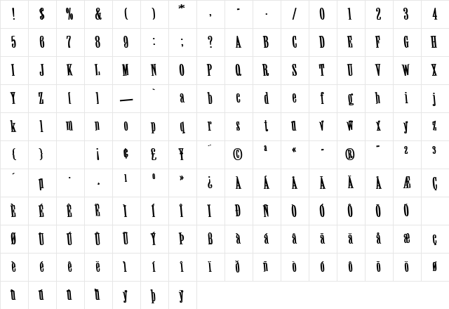 SpareTimeFont82 Bold Character Map