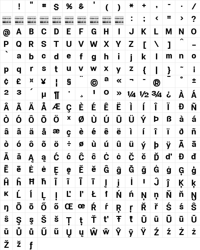 Specify PERSONAL Normal Bold Character Map