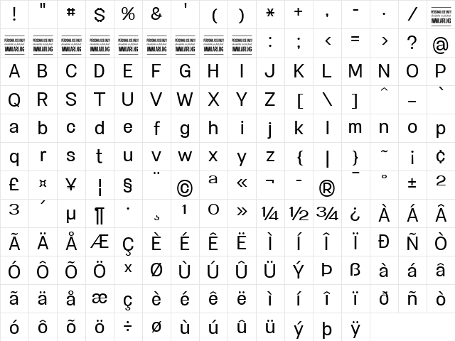 Specify PERSONAL Normal Medium Character Map