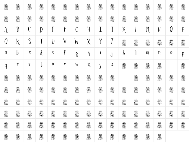 Spiders and Sparrows DEMO Regular Character Map