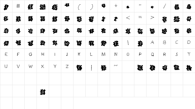 SplashBlobsnDots Medium Character Map