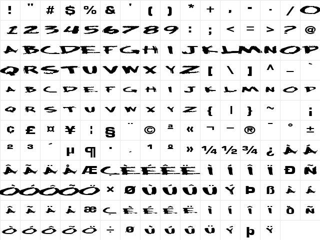 SplashFontStyle Regular Character Map