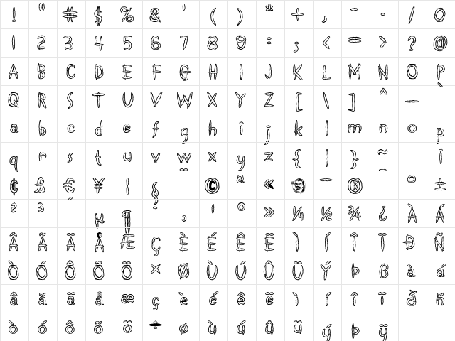 Spliffs Regular Character Map