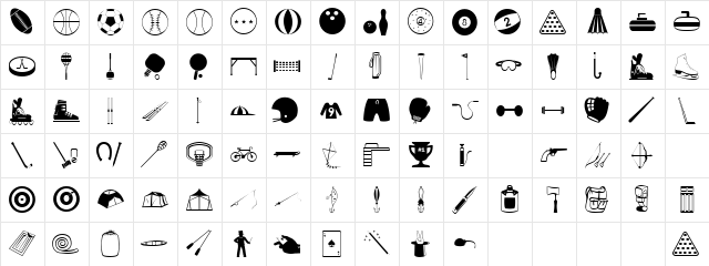 Sports and Hobbies Regular Character Map