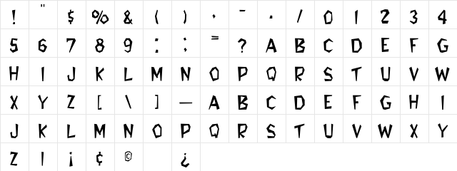 Bedrock-Light Regular Character Map