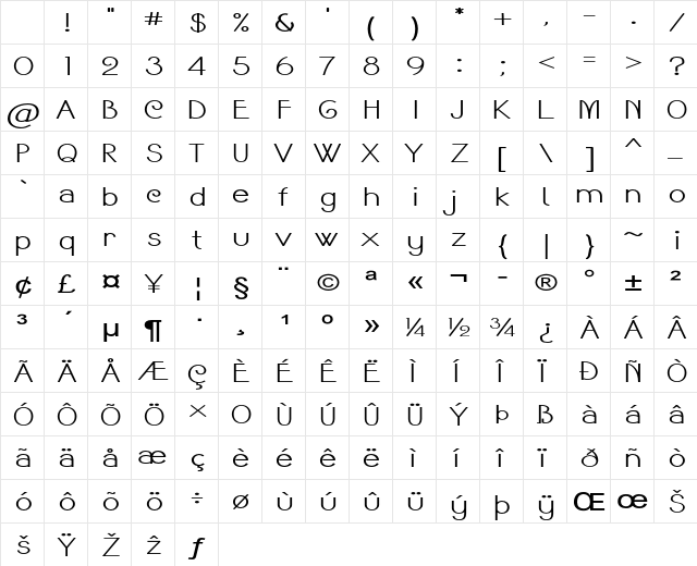 Springdale Expanded Bold Character Map Springdale Expanded Bold Character Map
