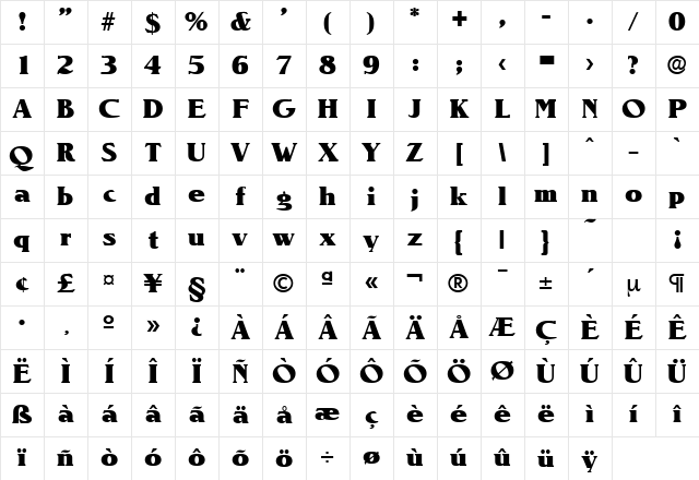 Nevada-Serial-Heavy Regular Character Map