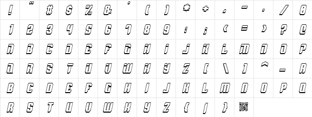 Spyh Shadow Italic Character Map