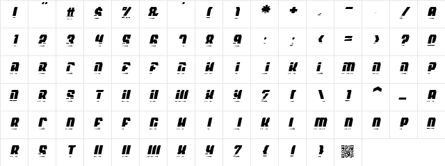 Spyh Vent Italic Character Map