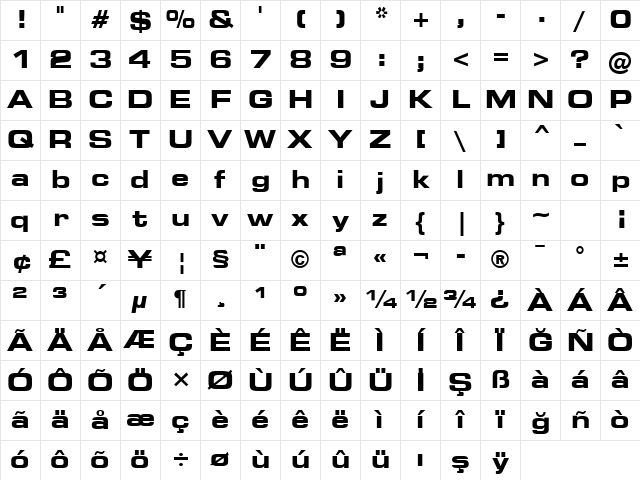 Square721 BdEx BT Bold Character Map