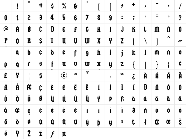 Squealer Regular Character Map Squealer Regular Character Map