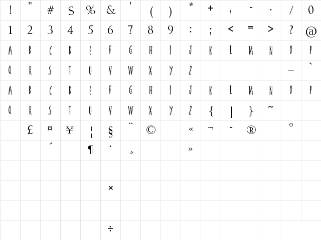 Squiggley Brown Regular Character Map Squiggley Brown Regular Character Map