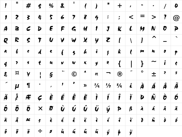 Staccato 555 Regular Character Map