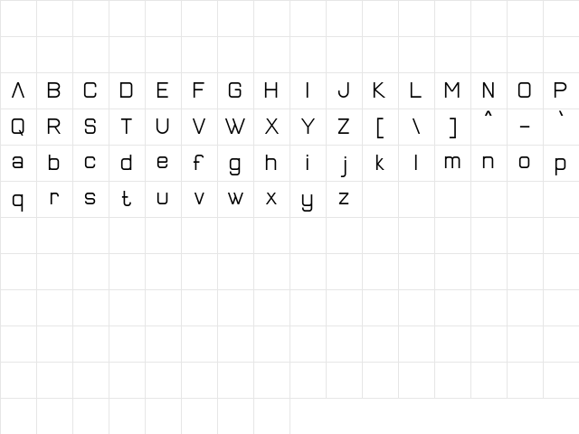 New Alenia Thin Character Map