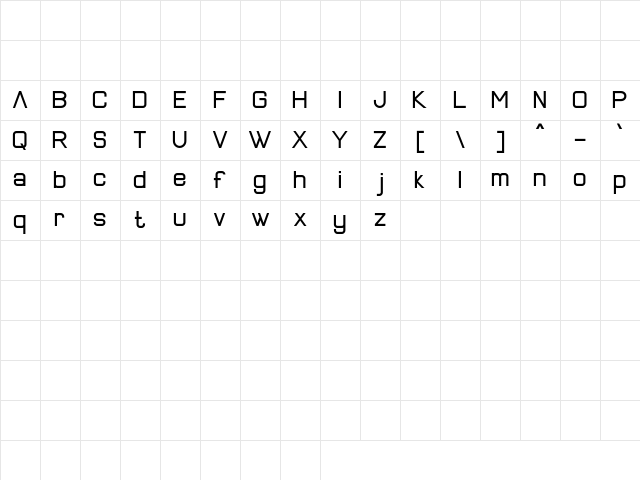 New Alenia Regular Character Map