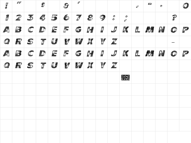 Starburst Italic Character Map