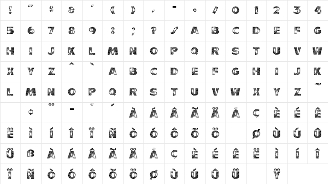 Starburst Regular Character Map