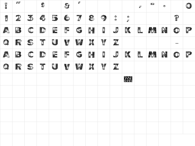 Starburst Regular Character Map