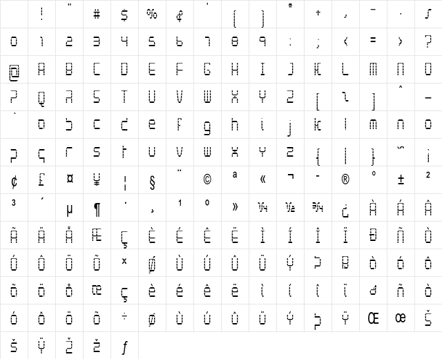 Stardissie Condensed Regular Character Map