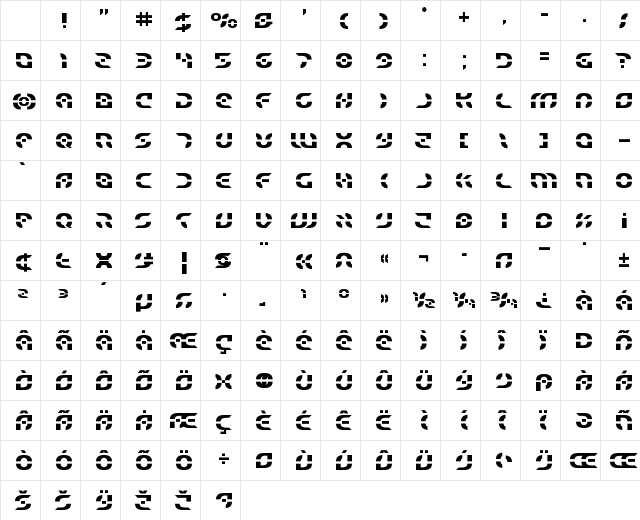 Starfighter Title Regular Character Map Starfighter Title Regular Character Map