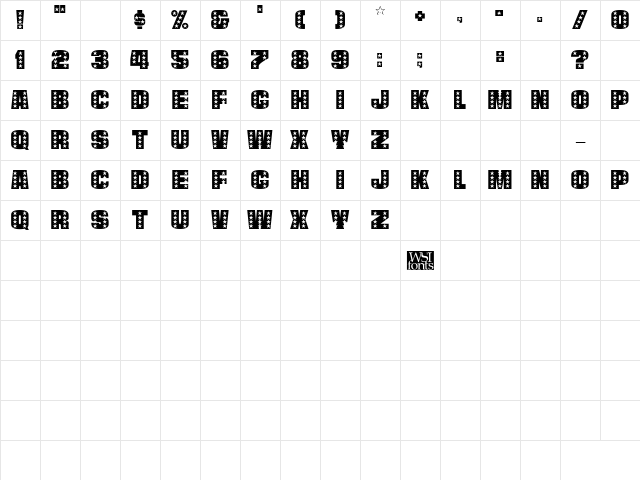 StarsCaps Regular Character Map