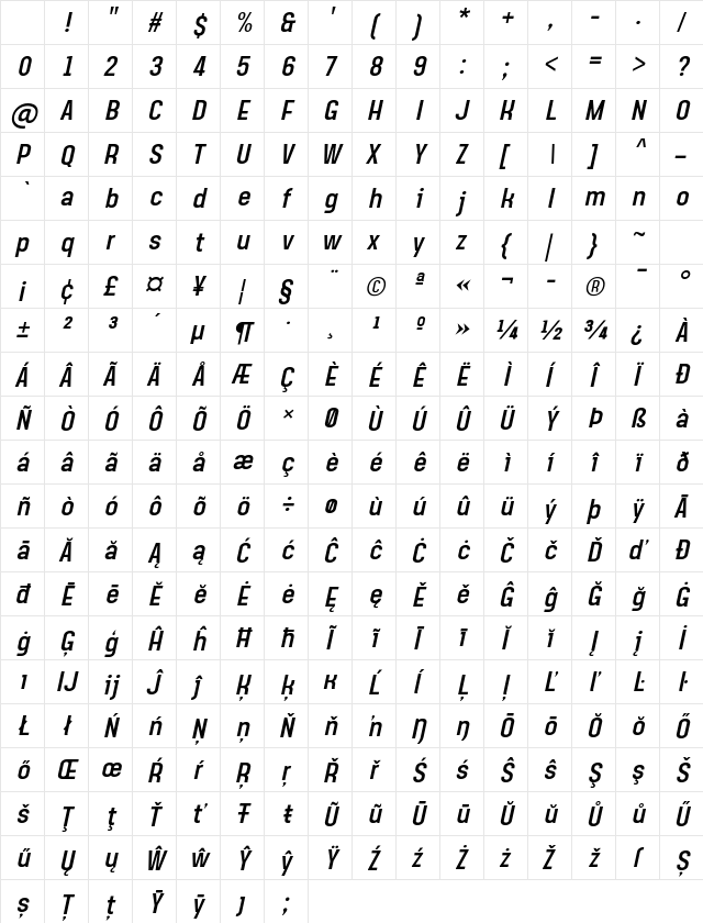 Steagisler Italic Character Map Steagisler Italic Character Map