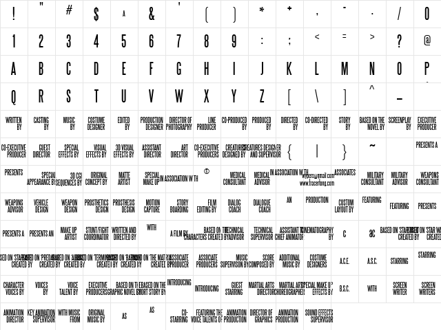 Steel Tongs Regular Character Map