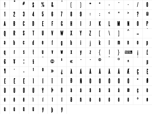 Steelfish Bold Character Map