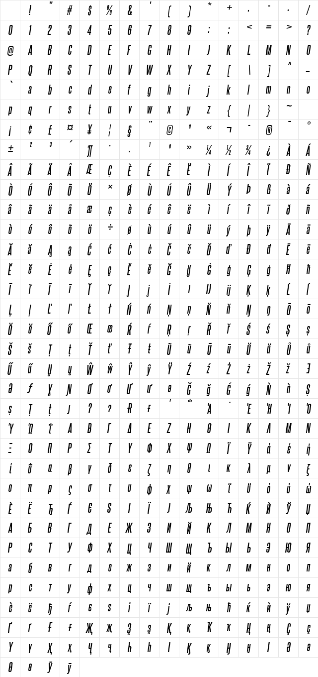 Steelfish Bold Italic Character Map Steelfish Bold Italic Character Map