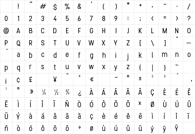 Stellar Regular Character Map Stellar Regular Character Map