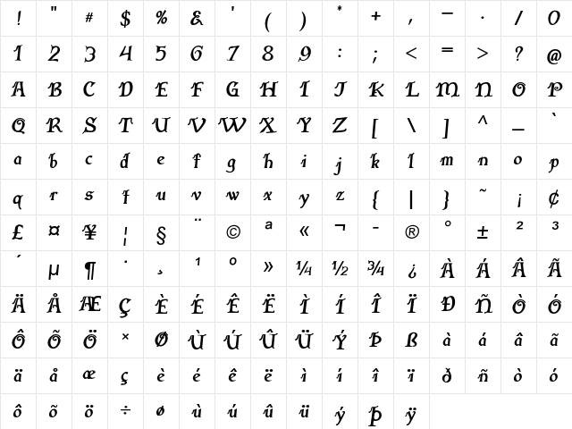Stemzo Bold Character Map