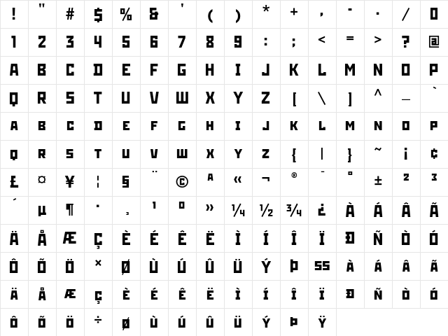 Stenberg ITC Regular Character Map Stenberg ITC Regular Character Map