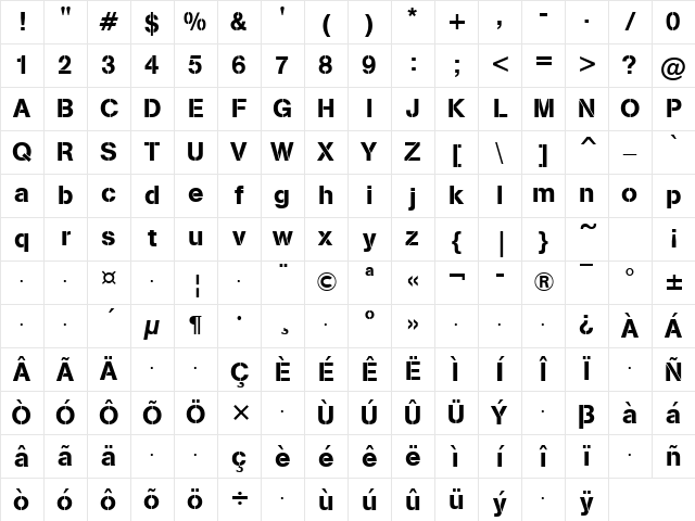 Stencil Regular Character Map Stencil Regular Character Map