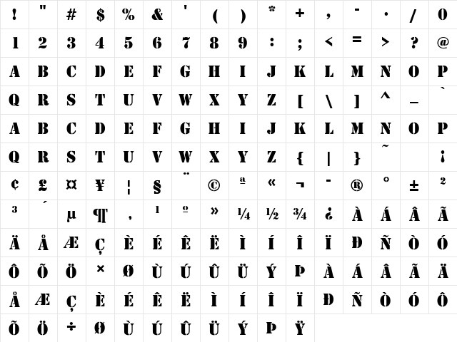 Stencil Regular Character Map Stencil Regular Character Map
